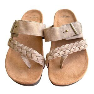 Earth Origins Onida Taupe Suede Braided Leather Sandals Size 10 Comfort Boho